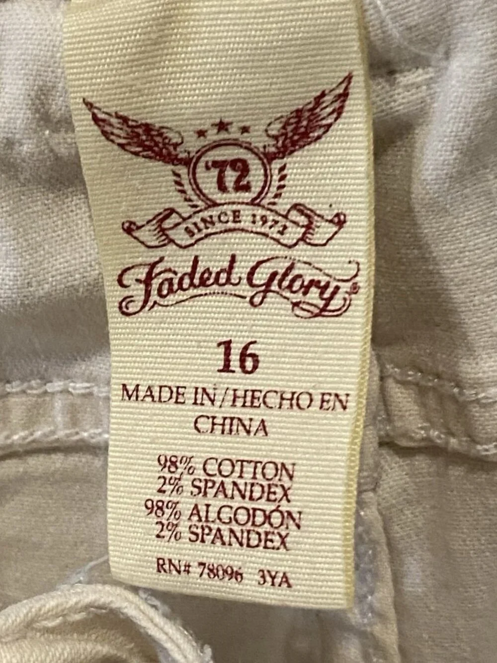 Faded Glory Womens Size 16 Shorts Stretch 40X10” Highrise Stretch
